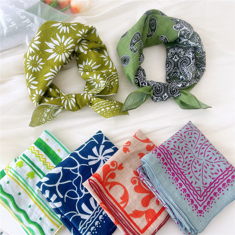 Bandana Cotton - Luxury Floral Print Cotton Linen Square