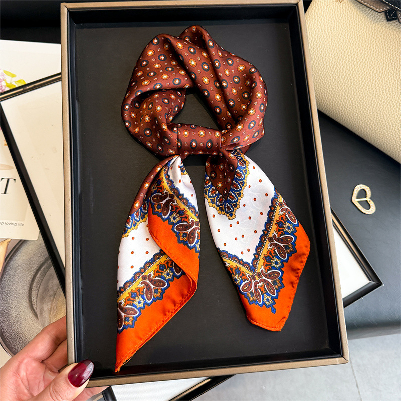 Scarf Silk Square - New Design Dot Paisley Print Square