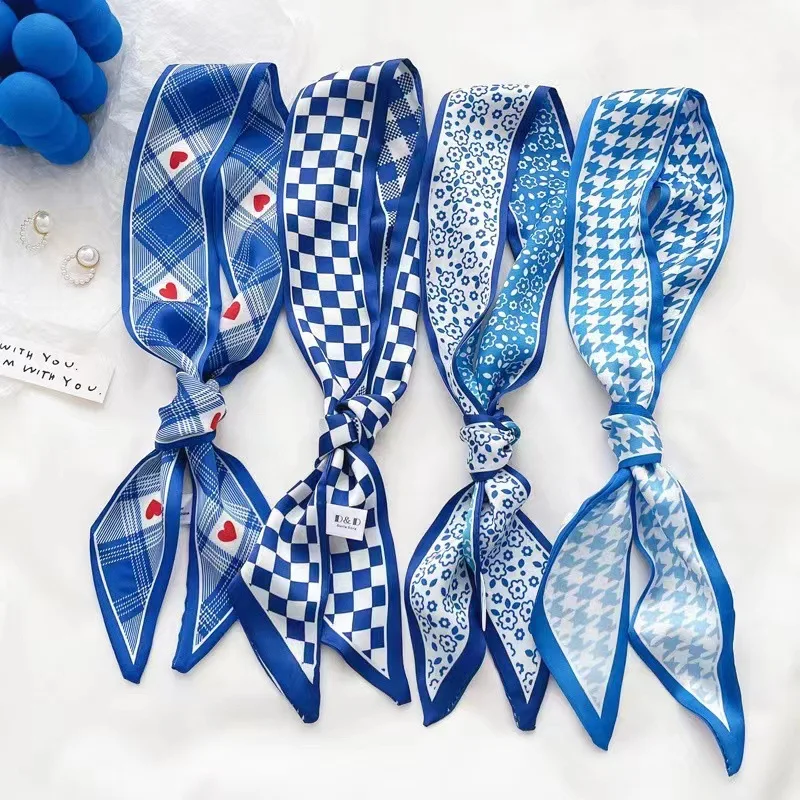 Silk Tie Striped - Klein blue silk scarf new checkerboard