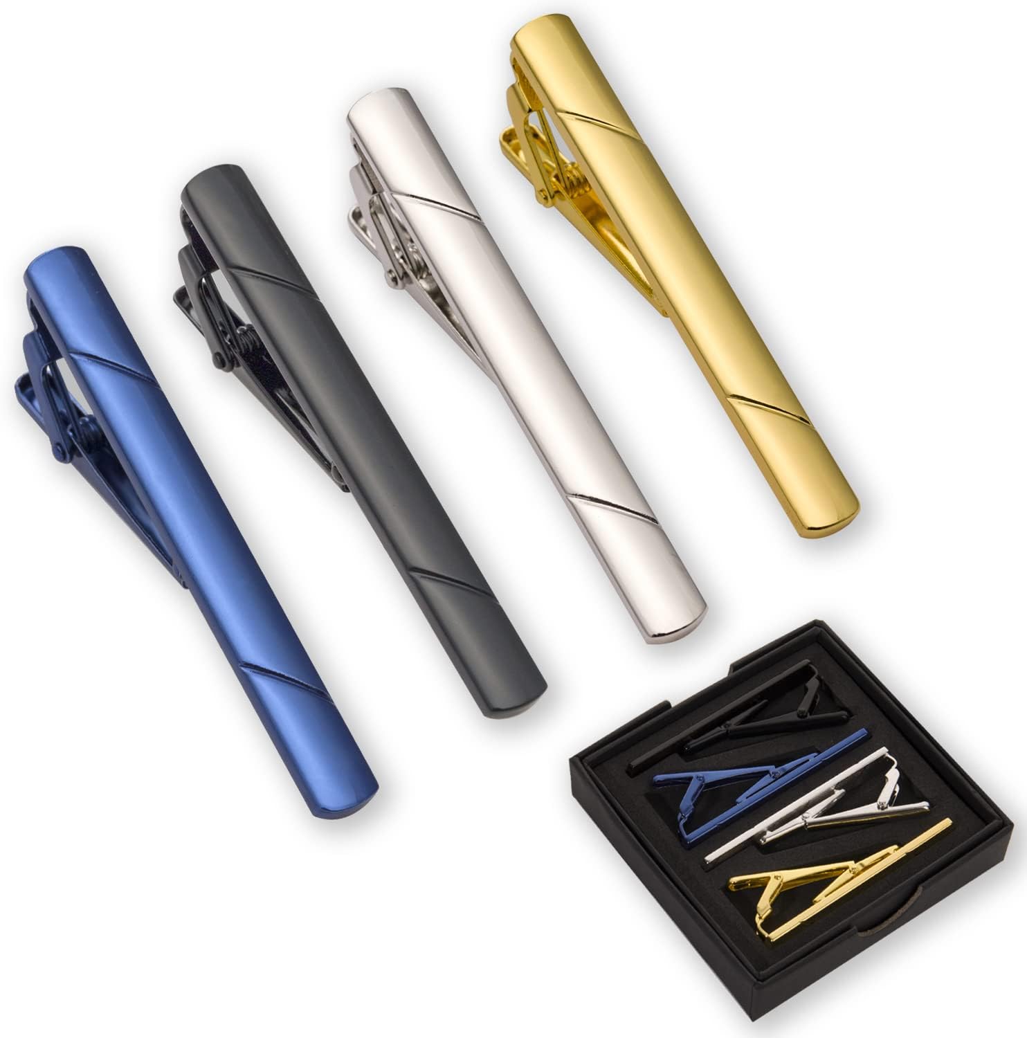 4Pcs Tie Clips for Men with Gi - Tie Clip Silver recension och pris