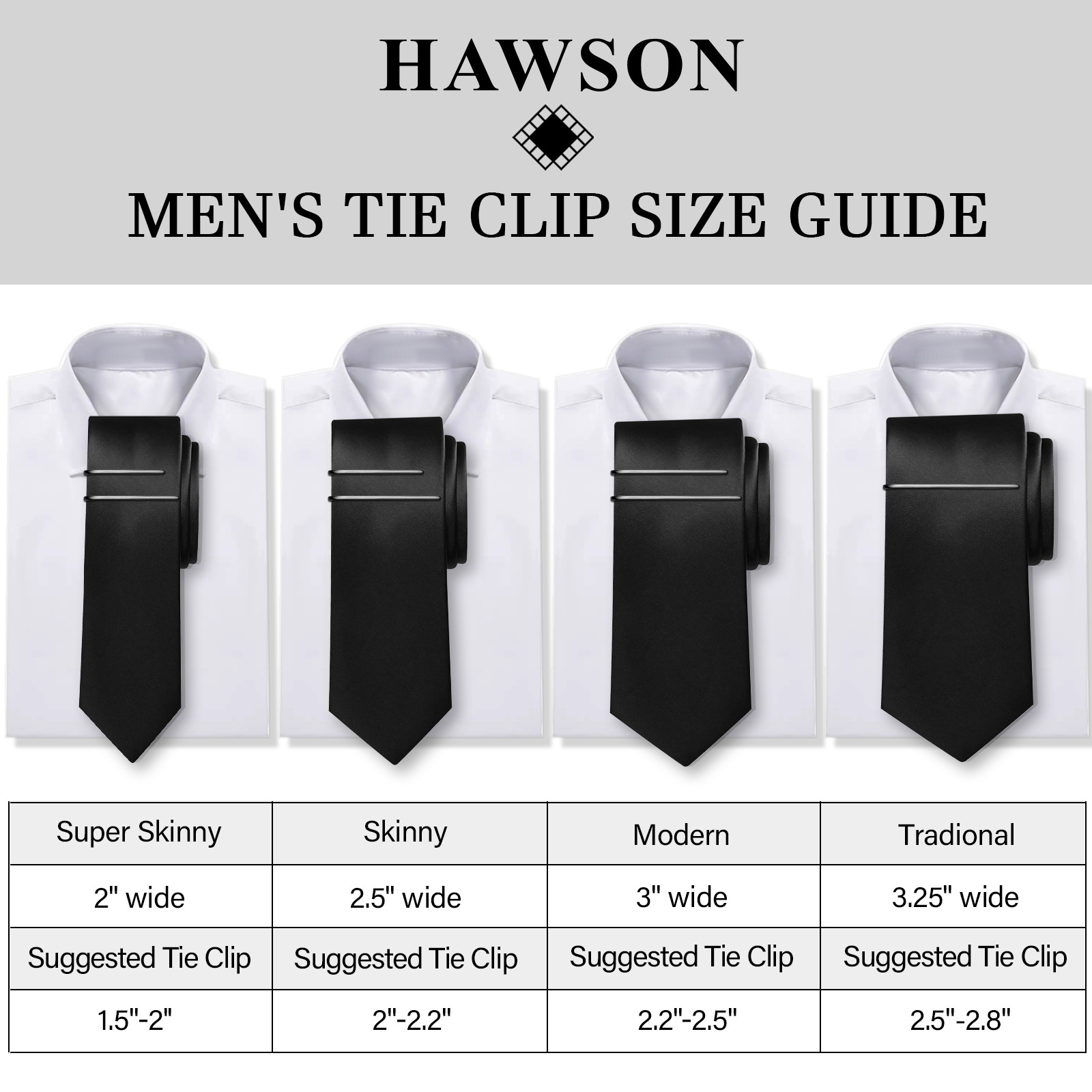 HAWSON Tie Clips for Men 4Pcs  - Tie Bar Set Gift recension och pris