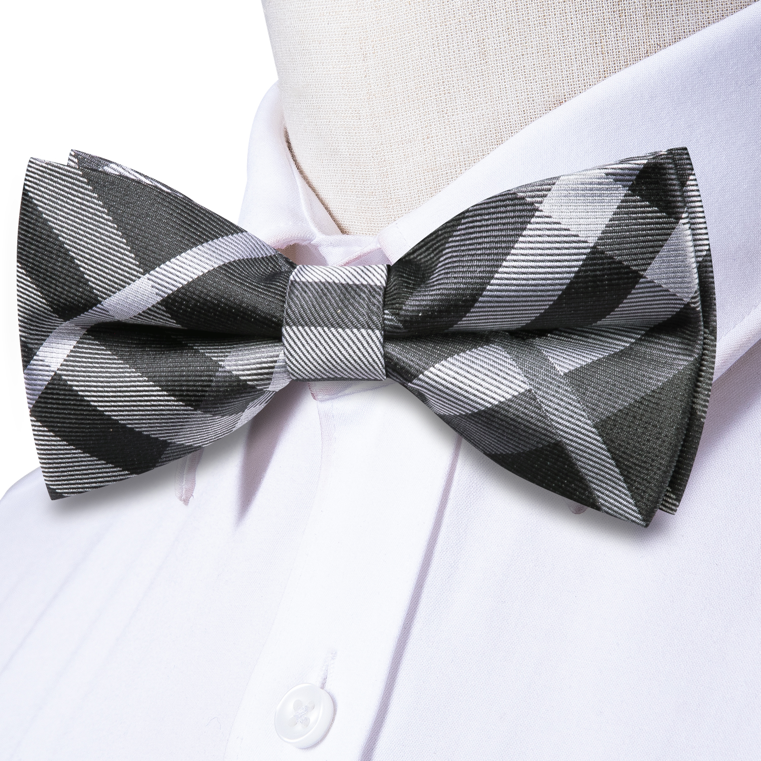 Hi-Tie Grey Plaid Jacquard Sil - Bow Tie Pre Tied recension och pris