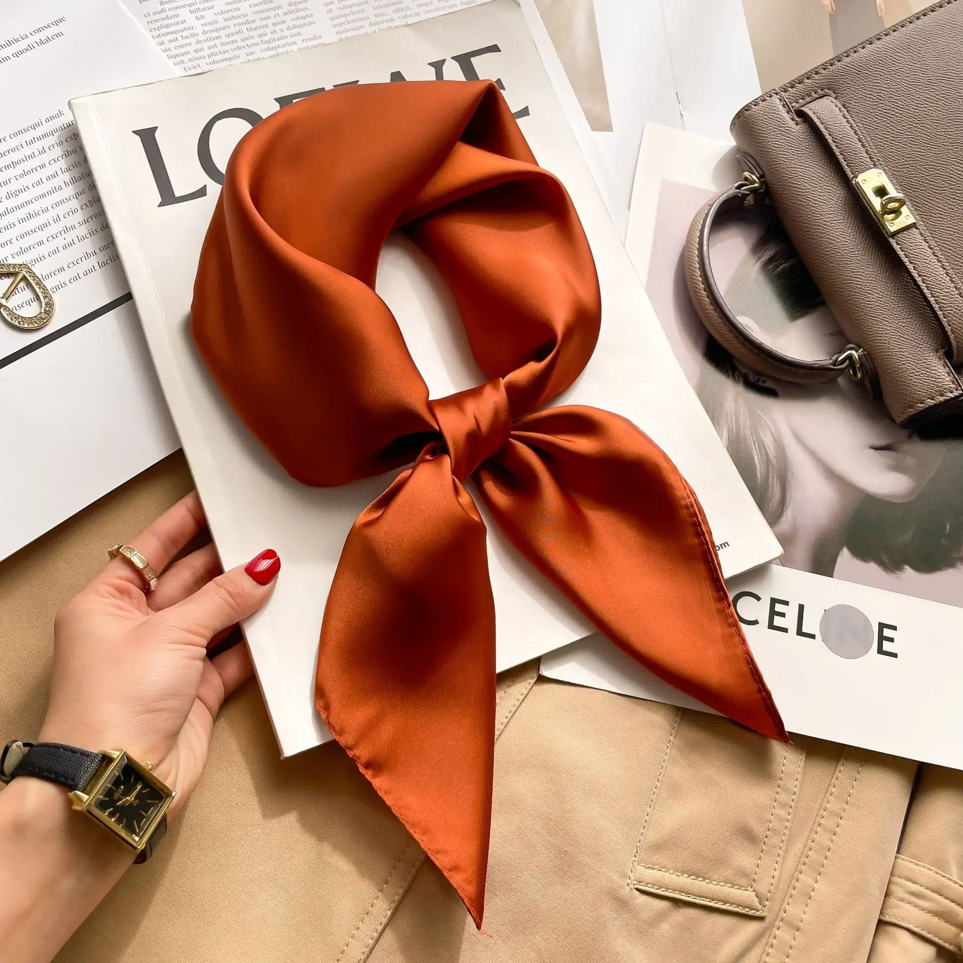 70cm Solid Colors Neckerchief  - Scarf Silk Square recension och pris
