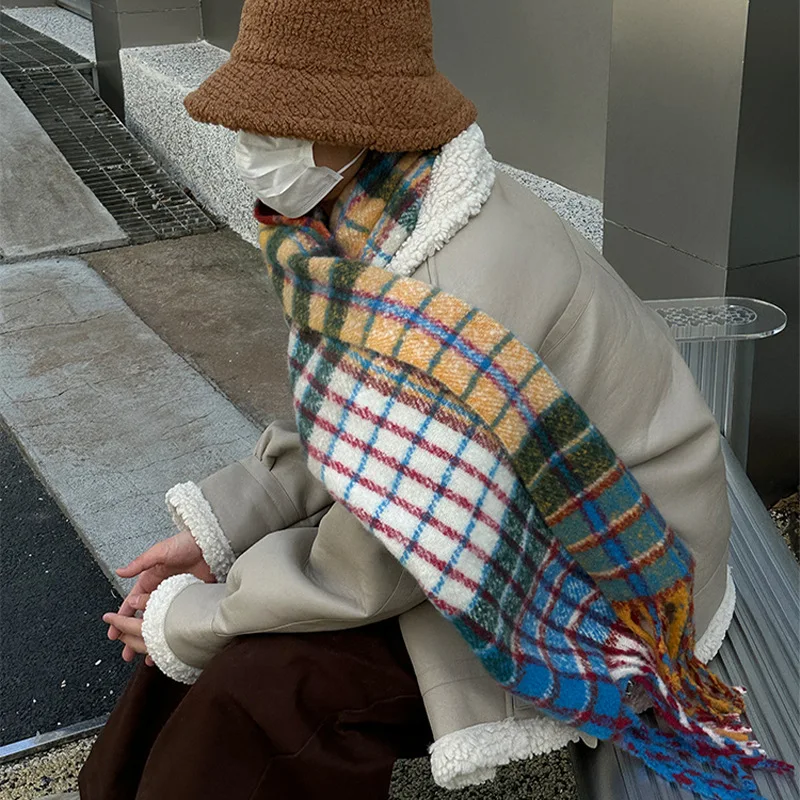 Vintage Colorful Plaid Cashmer - Muffler Men Wool recension och pris