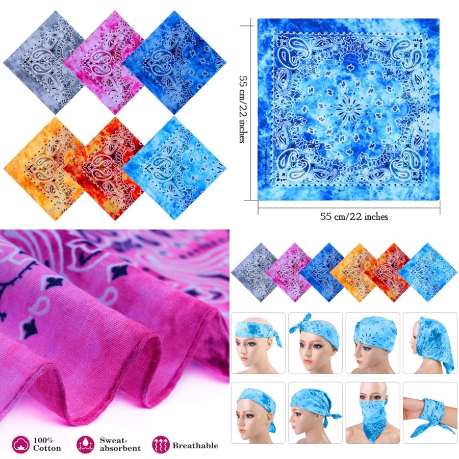 URATOT 6 Pack Tie Dye Bandana  - Handkerchief Cotton Men recension och pris