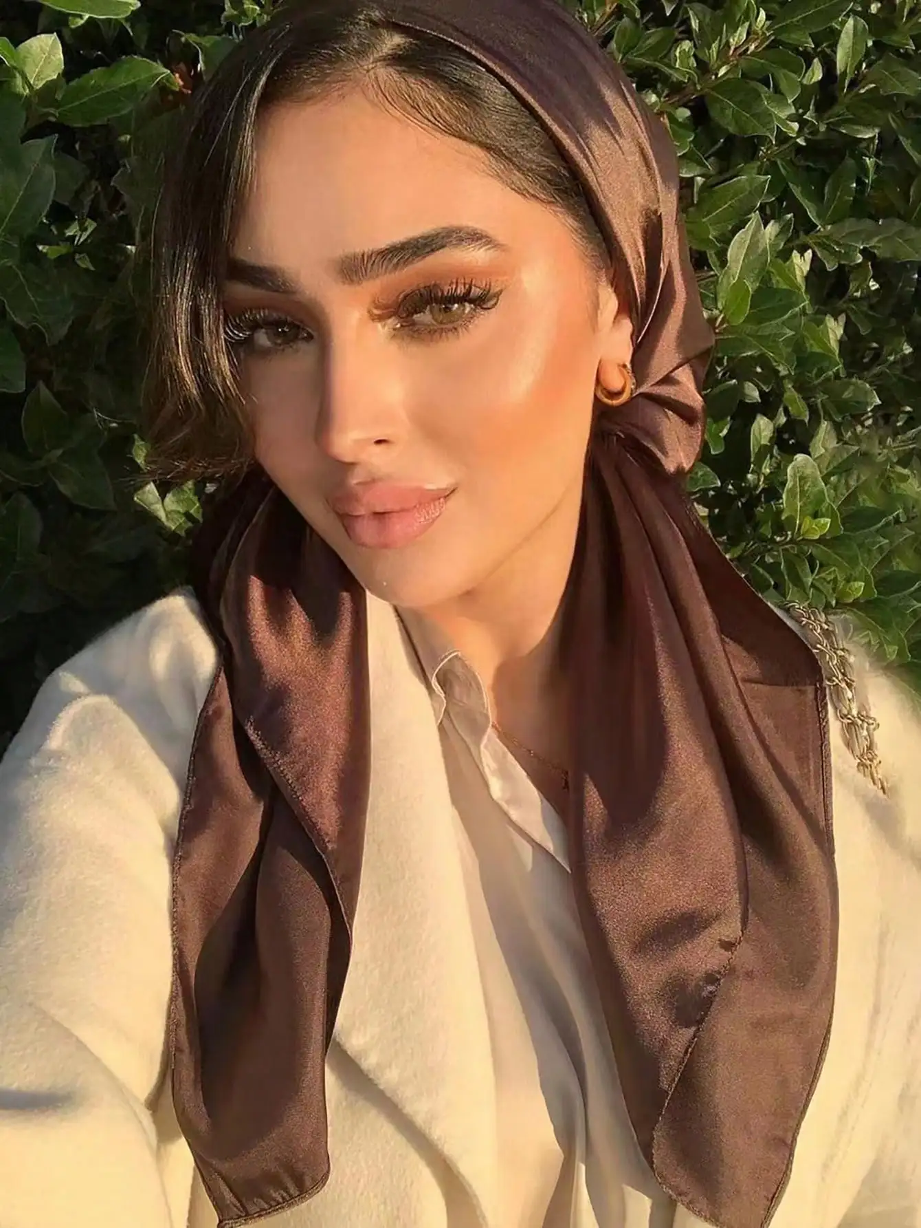 1pc Women White Silk Scarf, Ve - Scarf Silk Square recension och pris