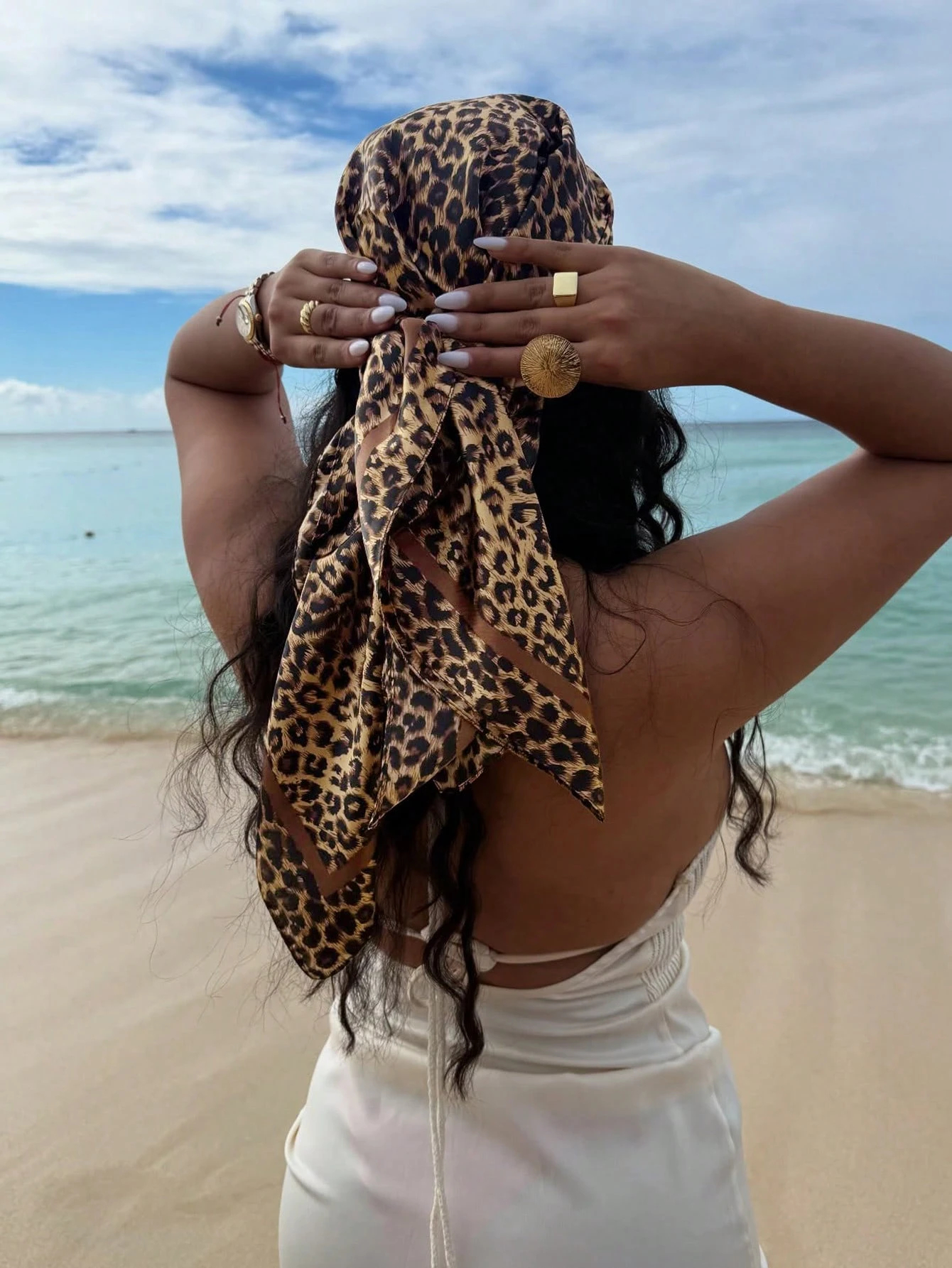 90cm Leopard Print Neckerchief - Scarf Silk Square recension och pris