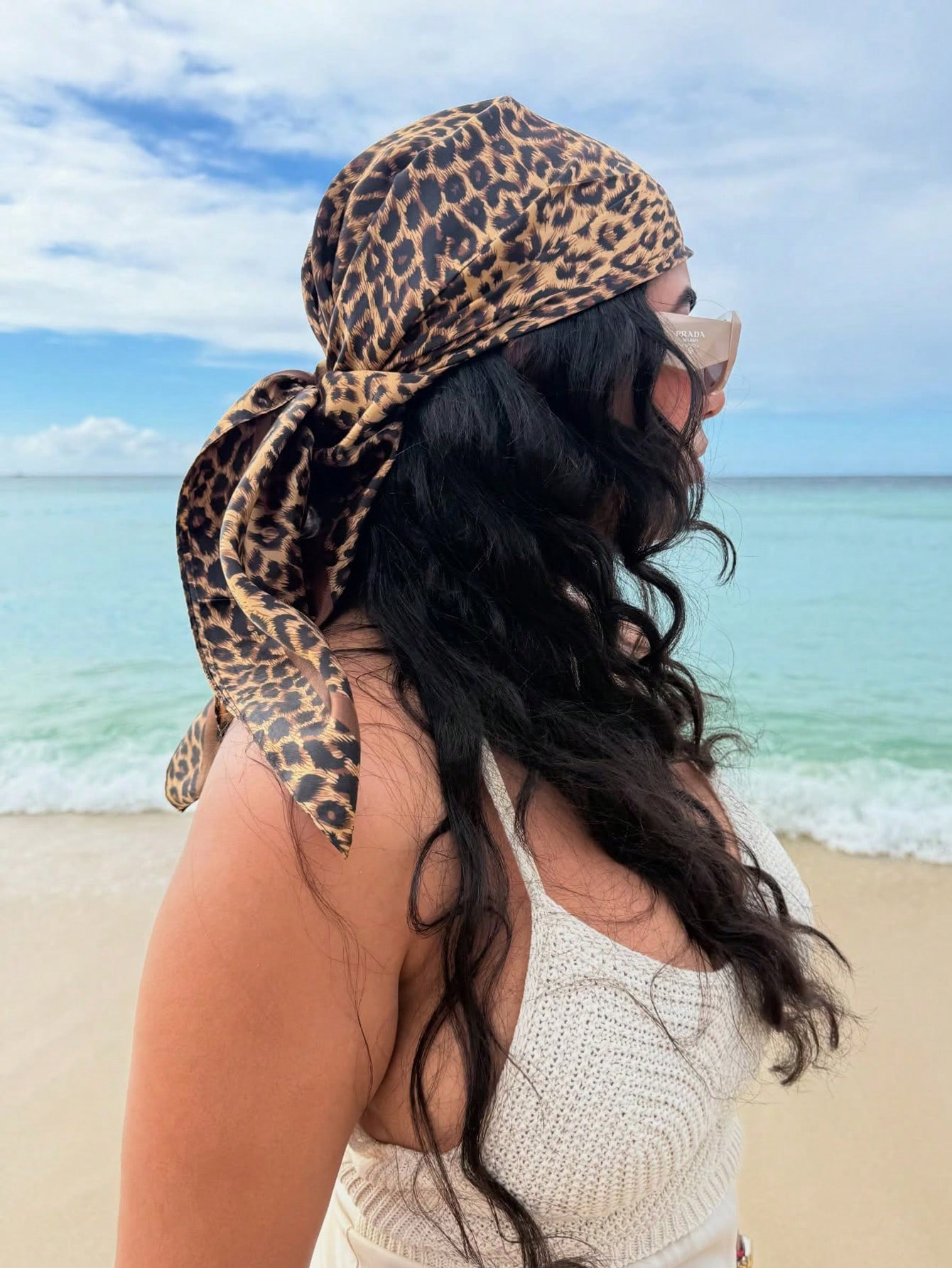 90cm Leopard Print Neckerchief - Scarf Silk Square recension och pris
