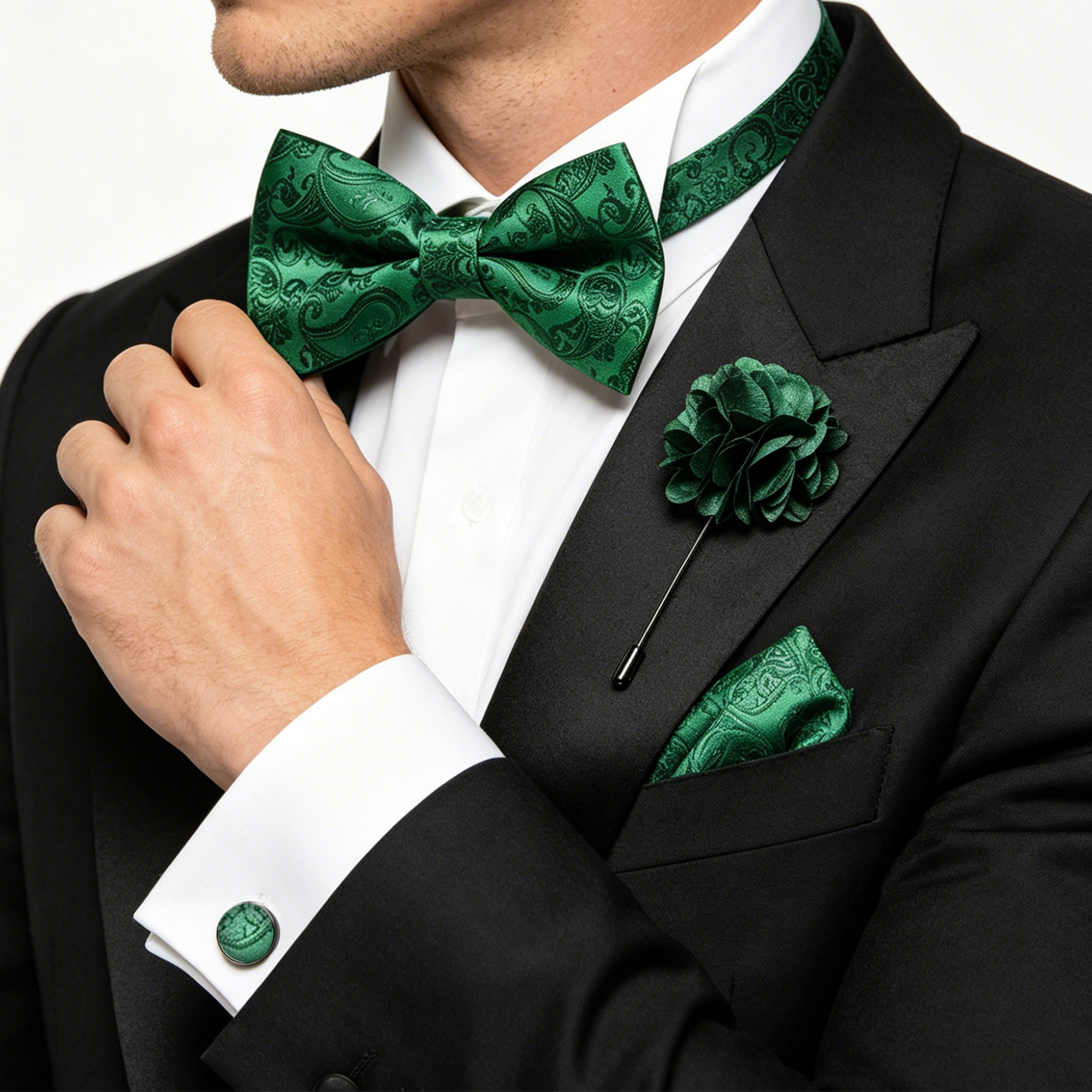 36pcs Black Silk Jacquard Pais - Bow Tie Pre Tied recension och pris