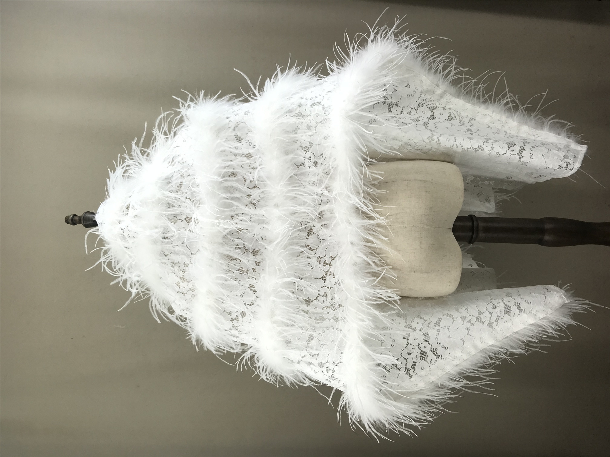 Real Ostrich Feather Lace Shaw - Stole Wedding Shawl recension och pris