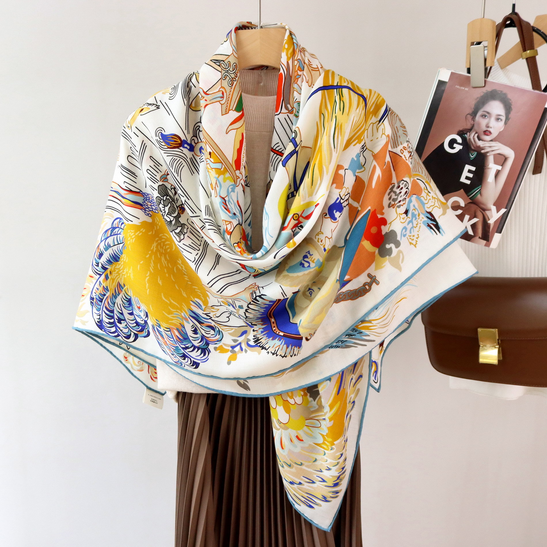 Double Print Mulberry Silk Sca - Pashmina Wrap Large recension och pris