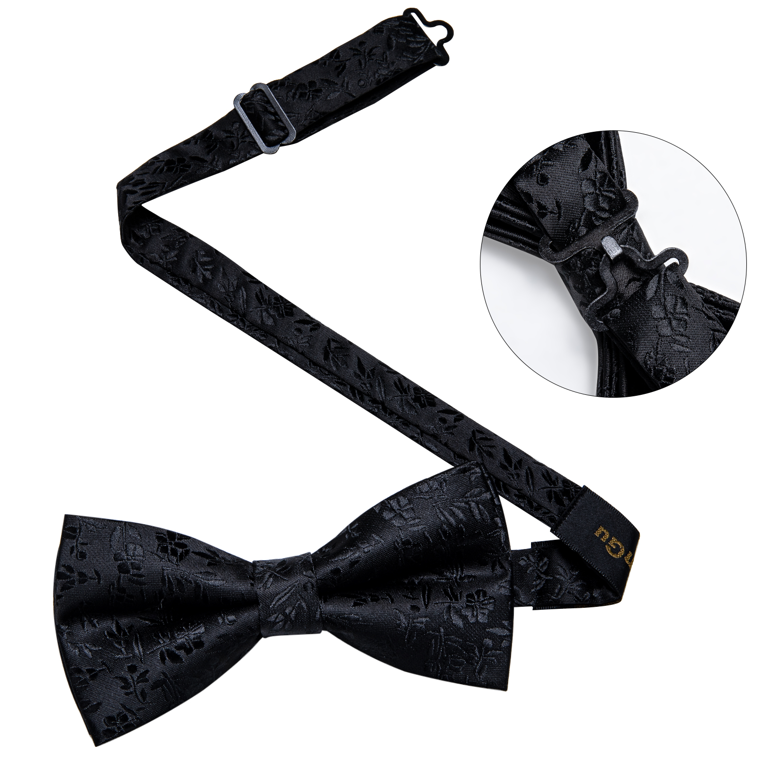 4Pcs Black Solid Floral Men's  - Bow Tie Pre Tied recension och pris