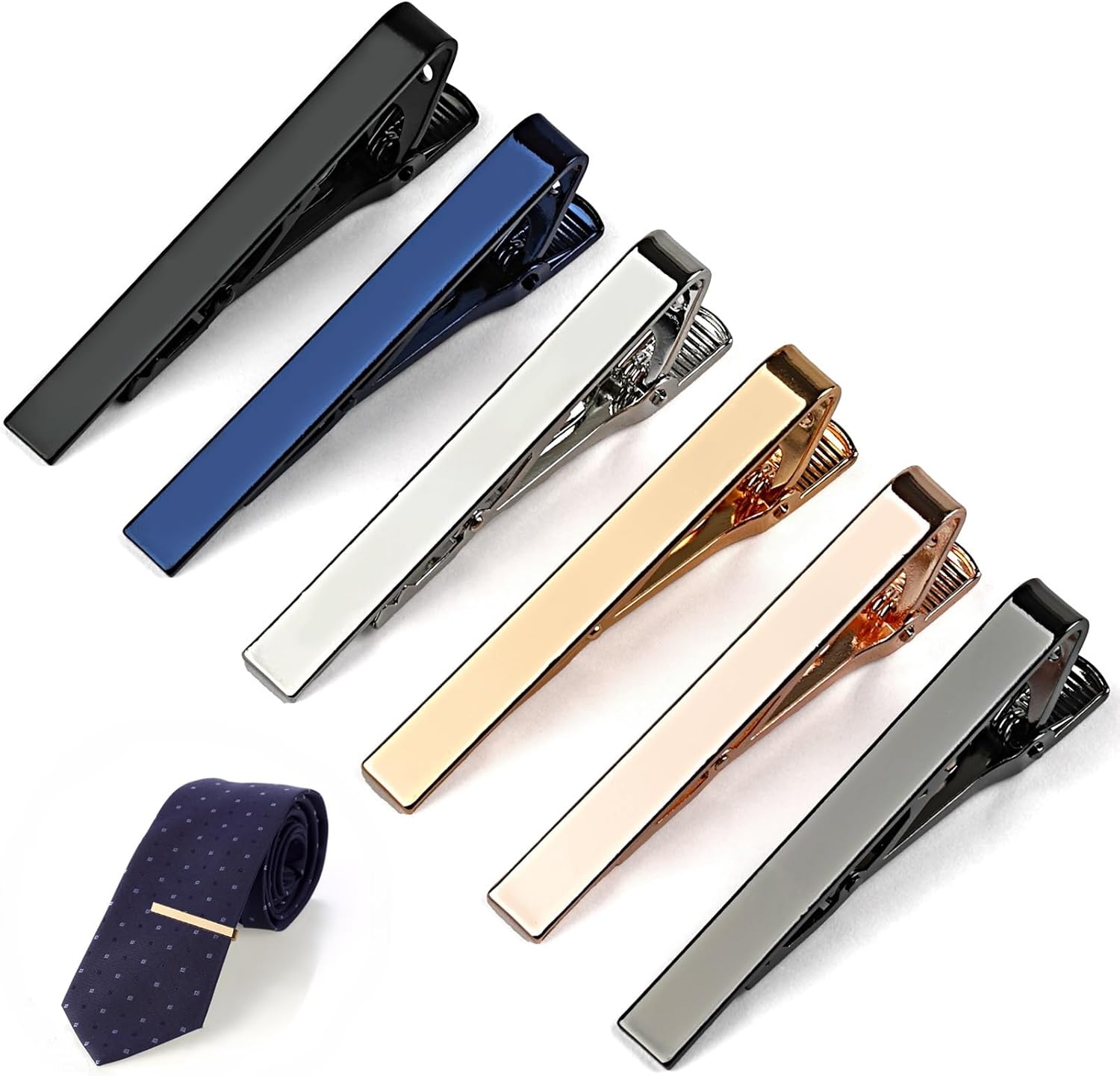 6 Tie Clips for Men, Classic S - Tie Bar Set Gift recension och pris