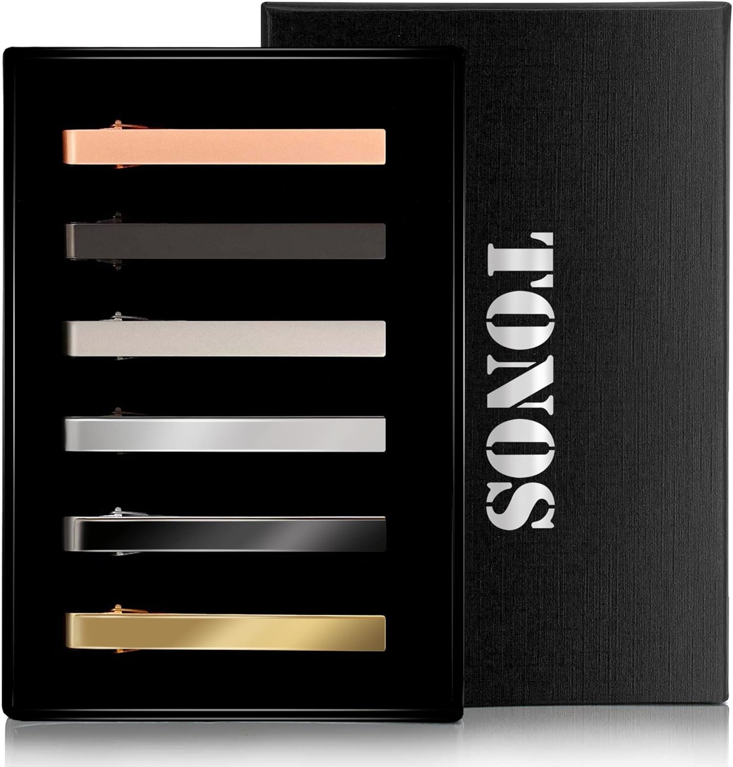 6 Pack Tie Clips Set Black Sil - Tie Bar Set Gift recension och pris